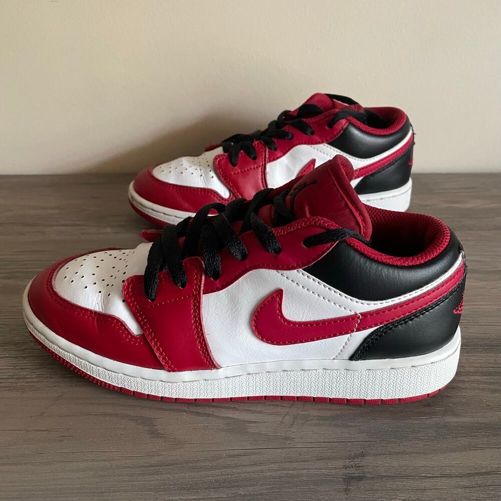 Air Jordan 1 Low GS Reverse Black Toe 4Y Red White Black 553560-163